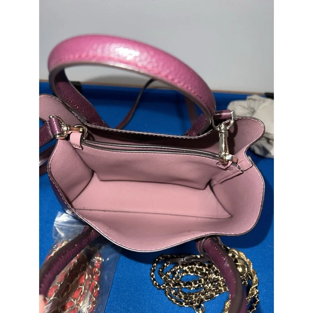 Kate Spade Eva Small Satchel WKRU5697 Deep Plum Pebbled Leather Crossbody
